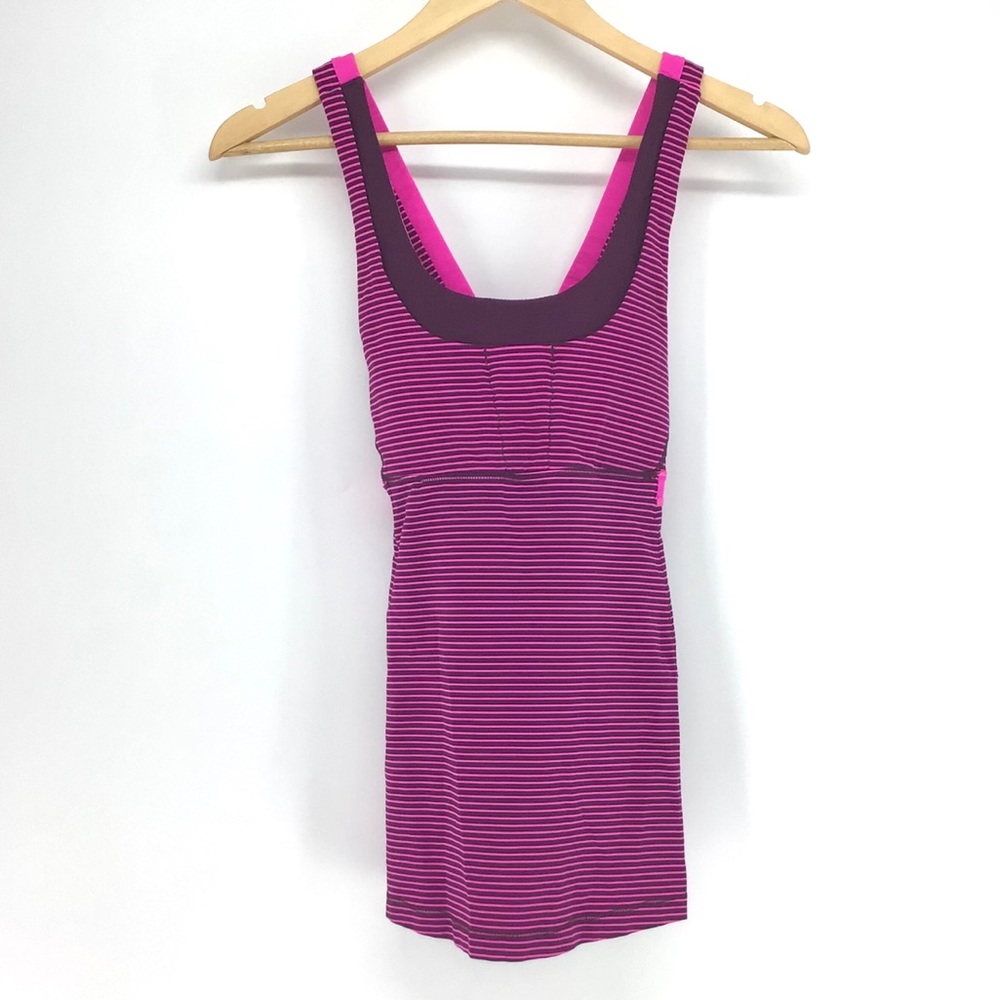 Lululemon Stuff Your Bra Tank II Stripe Raspberry